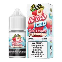 Shop Hi-Drip Iced White Peach Strawberry 30ml Nic Salt Vape Juice in australian