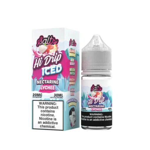 Shop Hi-Drip Salts Iced Nectarine Lychee 30ml Nic Salt Vape Juice in australian