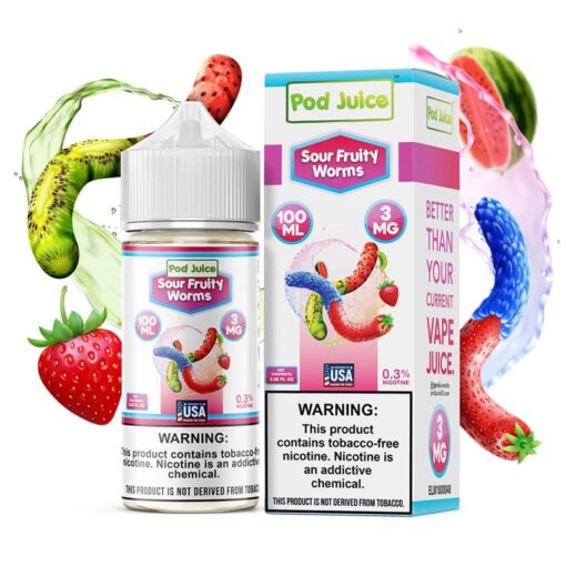 Shop Pod Juice Sour Fruity Worms Freeze TF Vape Juice 100ml in australian