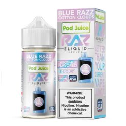 Shop Pod Juice x RAZ Blue Razz Cotton Clouds Synthetic Vape Juice 100ml in australian