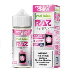 Shop Pod Juice x RAZ Pink Burst Chew Synthetic Vape Juice 100ml in australian