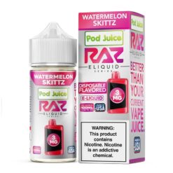 Shop Pod Juice x RAZ Watermelon Skittz Synthetic Vape Juice 100ml in australian